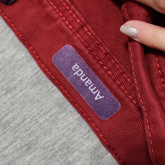 Y2K Gloria Vanderbilt Red Bedazzled Mid Rise Straight Leg Jeans - Picture 7 of 12